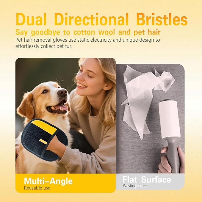 Pet Hair Removal Glove, Electrostatic Pet Hair Remover Gloves for Dogs Cats, Reusable Washable Remover for Bed Sheets Couch Clothes Carpet Car Seat (2PCS)