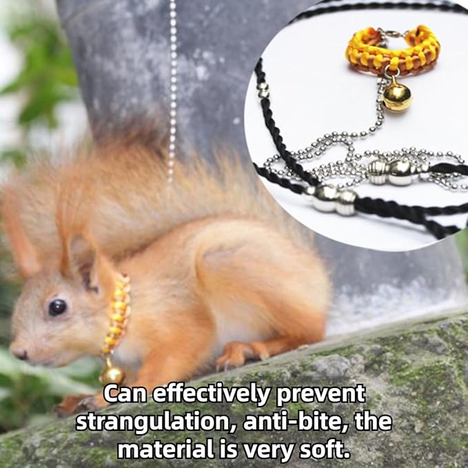 Squirrel Traction Rope Strap Anti-Biting Chain Rope, Small Animal Walking Collar Harness with Lead Leash for Hamster Gerbil Rat Mouse Ferret Chinchilla (Red)