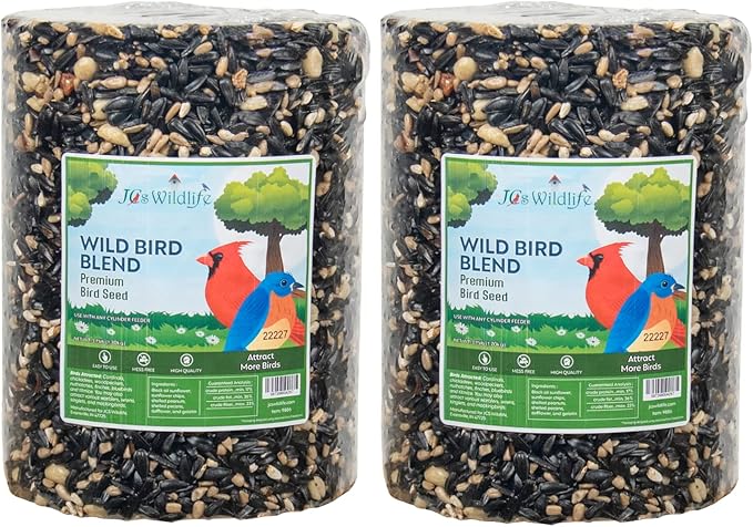 JCs Wildlife Wild Bird Blend Premium Bird Seed Large Cylinder, 3.75 lb (2 Cylinder)