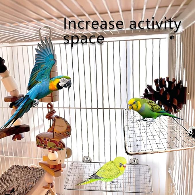 Parrot Perch Platform, Stainless Steel Bird cage Stand, Bird cage Accessories, Suitable for Birds, Parrots, Macaws, Budgies, Parakeets, Hamsters and Other Small Animals