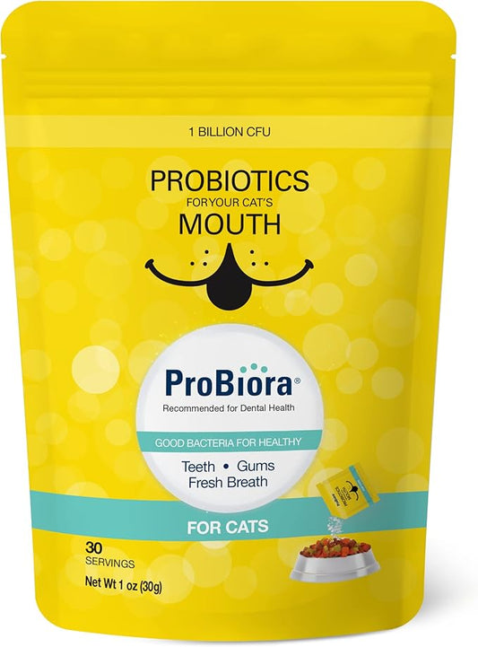 Probiora for Cats | Oral Care Probiotic Supplement | Pet Probiotics to Reduce Bad Breath | Cat Nutritional Supplement for Dental Health | 30 Servings (Jar) (30 Serving (Pack of 1), Pouch)