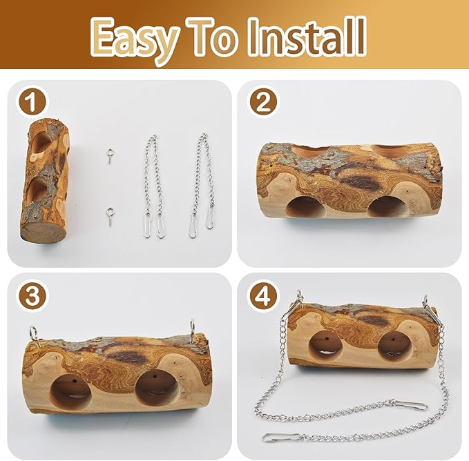 Natural Parakeet Swing Perch,Wood Bird Swing for Parakeets Hanging Birdcage Toy for Standing and Pecking,Sturdy Parrot Relieve Boredom Toys for Cockatiel Conure Canary Lovebird Finch