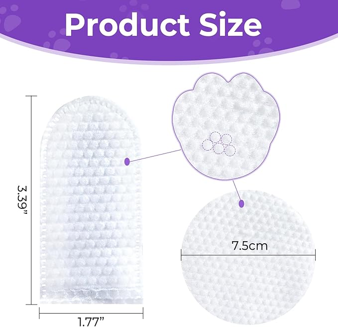 MeCids Dogs Dental Cleaning Finger Wipes 60PCS Pet Teeth Cleaning Tool Teddy Pet Small Dog Cat Cleaning Supplies