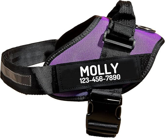 PawPawify Custom No Pull Dog Harness with Name and Phone Number, Heavy Duty Personalized Pet Vest to Prevent Tugging, Pulling, or Choking, Training and Walking (Purple, XXL (Chest 36-42in))