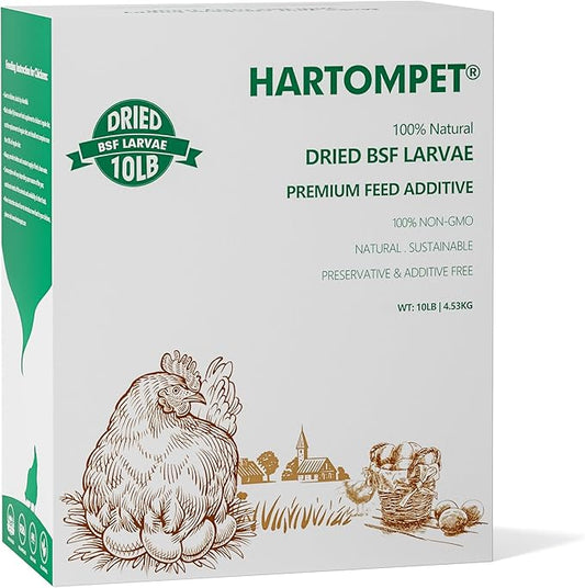 Dried Black Soldier Fly Larvae for Chickens - Non-GMO Poultry Feed Supplement, 85X More Calcium Than Mealworms,High-Protein Treats for Chickens, Hens, Ducks 10LB