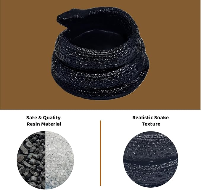 Snake-Shaped Reptile Water Dish & Food Bowl - Small Resin Terrarium Bowl for Bearded Dragon, Leopard Gecko, Hermit Crab, Tortoise, Frog, Lizard, Snake Habitat Tank Accessories