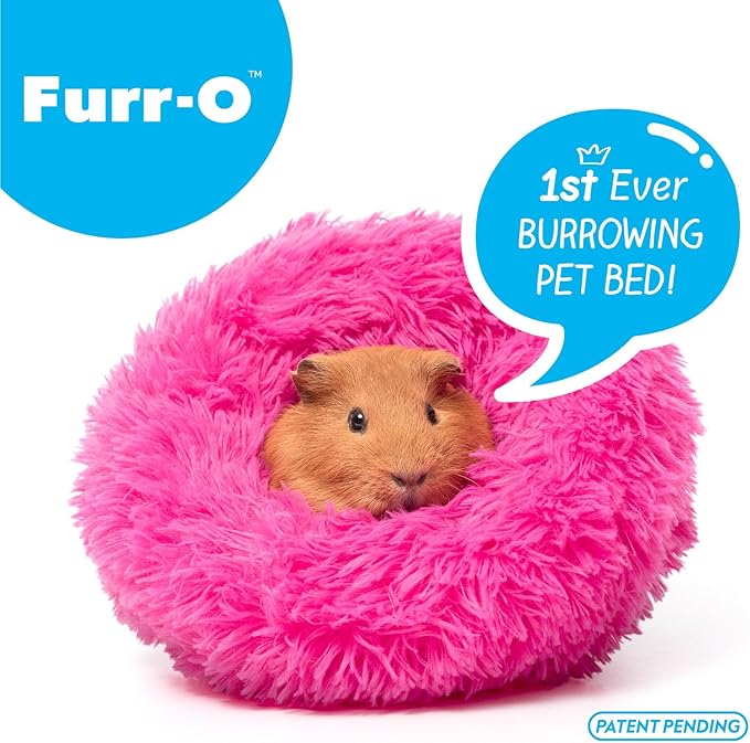 Paw Inspired Furr-O Burrowing Pet Bed with Zip-On Spandex and Fleece Bottoms for Guinea Pigs and Other Small Animals, Cozy Carrier, Hideout Enrichment Toy, Cage Accessories (Pink)