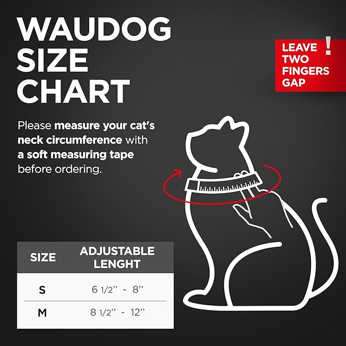 WAUDOG Ultra Soft Rolled Leather Cat Collar with Removable Bell, Safety Elastic Strap and QR ID Tag - Soft Padded for Small, Medium, and Large Cats - Round Kitten Collar for Male and Female Cats