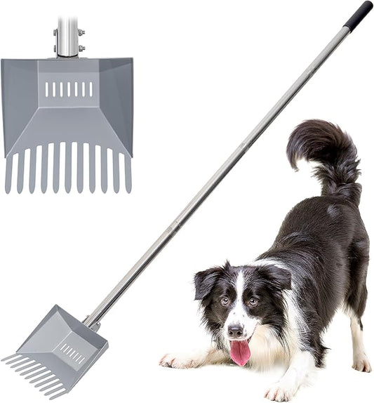 Heavy Duty Pooper Scooper 66in Spring Steel Scoop Long Stainless Steel Handle Dog Pooper Scooper for Large Dogs Outdoor Pet Waste Removal Shovel