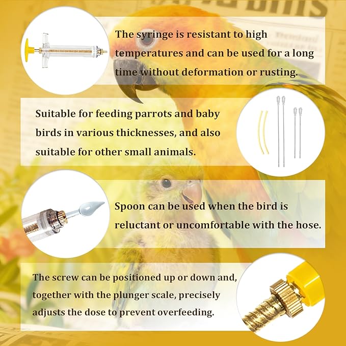15 pcs Baby Bird Feeding Syringe Set - Bird Hand Feeding Syringe Set, Baby Birds Feeder with 20ml Feeding Syringes, Birds Feeder Scoop, Soft Tubes for Parakeets & Cockatiels