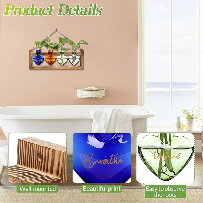 Plants Propagation Stations Plant Terrarium Kit for Bathroom Glass Planters for Indoor Plants Bathroom Decor Accessories - Relax Soak Unwind Breathe