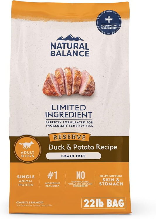 Natural Balance Limited Ingredient Adult Grain-Free Dry Dog Food, Reserve Duck & Potato Recipe, 22 Pound (Pack of 1)