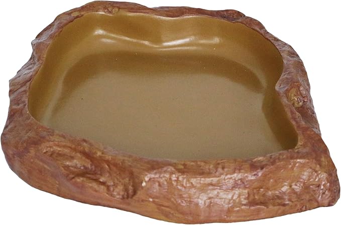 Rock Water/Food Dish for Reptiles – Amphibians and Other Little Critters Water/Food Bowl, Made from Premium Non-Toxic Resin – Large Size