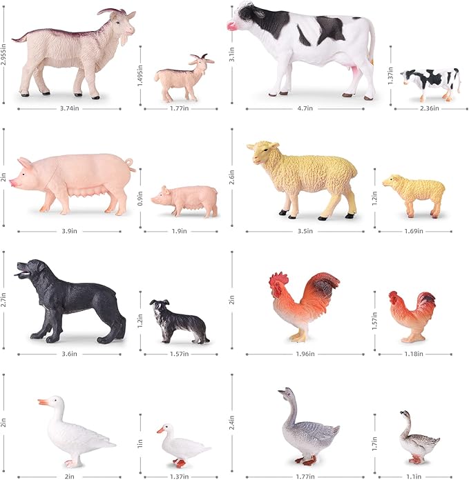 35 PCS Farm Animals Toys for Toddlers 3 Years Old Boys and Girls Realistic Animal Figures Playsets Toys for Kids 3~8 Christmas Birthday Gift