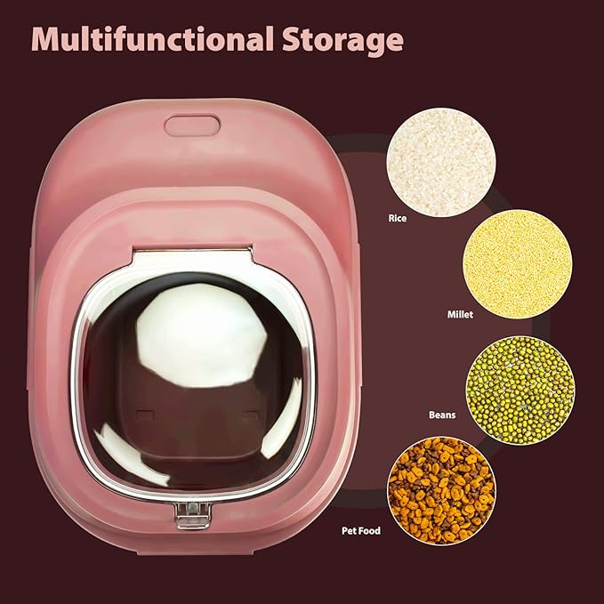 Cereal Rice Storage Containers, 20 to 50Lbs Collapsible Dry Food Dispenser Bins with Airtight Flip Lid Rolling Wheel, Kitchen Pantry to Store Sugar Flour, Dog Pet Cat Food Holder Container