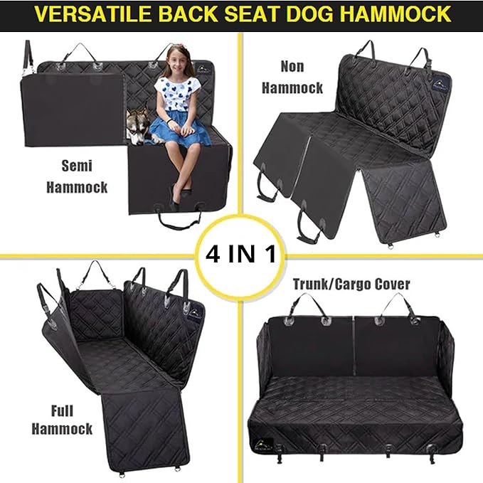 Meadowlark Dog Car Seat Cover with Mesh Window, Heavy Duty Pet Seat Cover for Back Seat, Extra Padded Non-Slip Dog Hammock, Water-Resistant Back Seat Protector for Cars Trucks and SUVs (64" W x 60" L)
