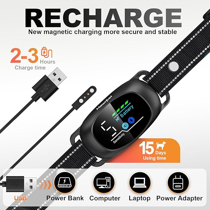 Upgraded Anti-Bark Collar with Remote Tag, 2-in-1 Dog Training Collar&Dog Bark Collar with 5 Adjustable Sensitivity,Smart Anti Barking for Large Medium Small Dogs(8-150lbs)-Black