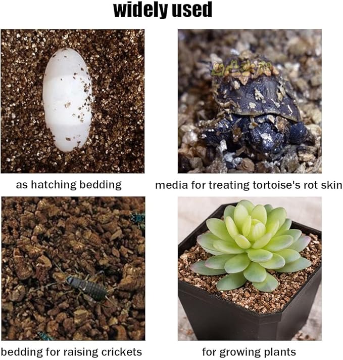 Hamiledyi Reptile Substrate Vermiculite Bedding Snake Hibernant moisturizing Soil Terrarium Bedding for Snake Tortoise Lizard Hatching Eggs(4.2Quart/4L)
