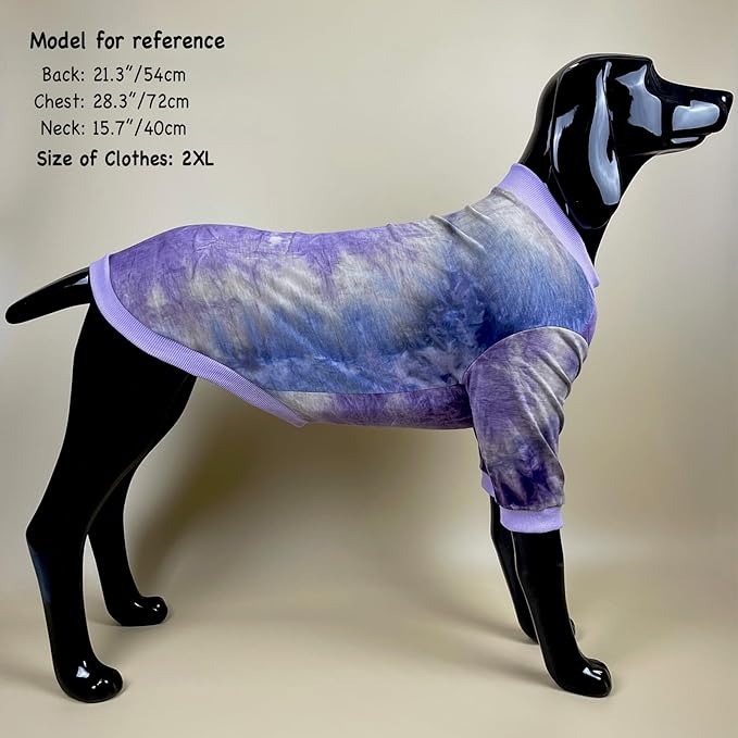 D.E.E Cotton Dog Shirts Large Tie Dye Dog Clothes Lightweight Girl Boy Big (Purple, L(19.6" Back 24.8" Chest))