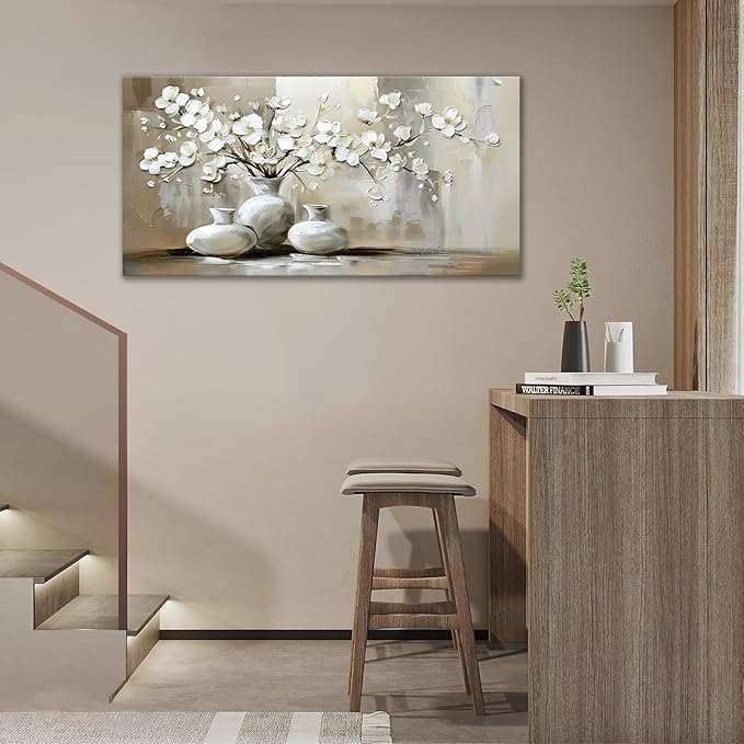 Large Farmhouse Wall Art Country Flower Canvas Living Room Floral Abstract Pictures Framed Prints Oversize Wall Decor Painting Artwork for Bedroom Dining Home 60"x30"