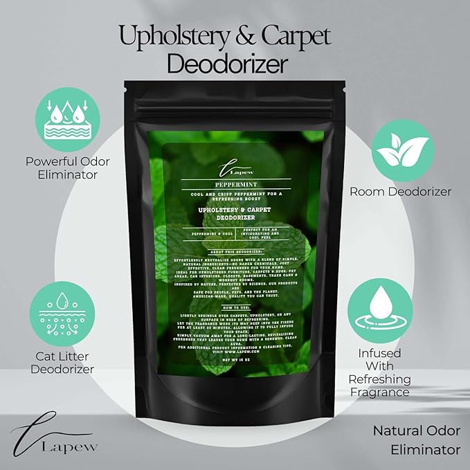 Peppermint Carpet Freshener Powder: Powerful Odor Eliminator for Home, Upholstery Deodorizer, Carpet Deodorizer, Pet Urine, Cat Litter Box - Peppermint Fragrance
