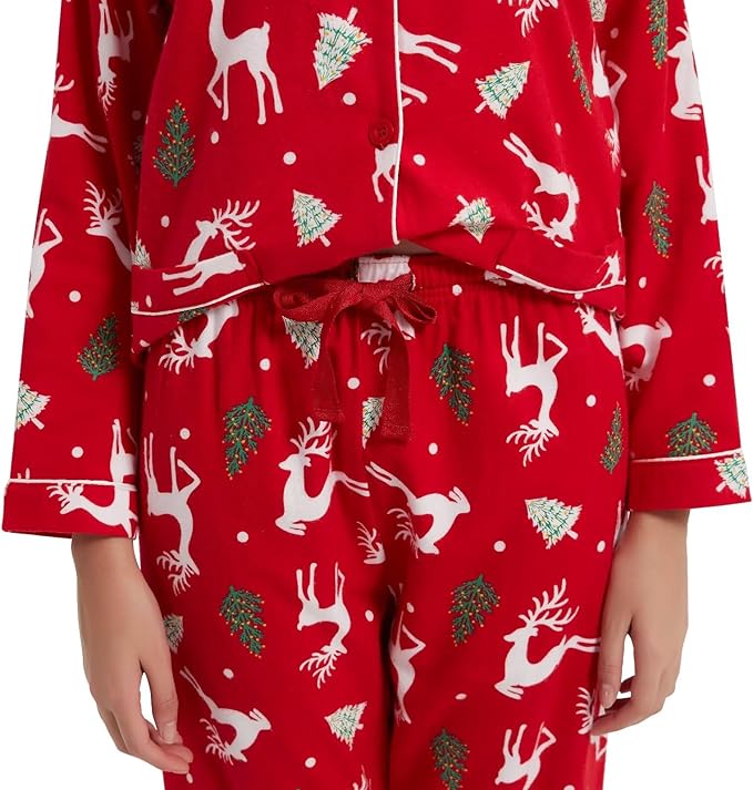 GLOBAL Flannel Pajamas for Women 2-Piece Comfy and Cozy Flannel Pj Set Cotton Loungwear