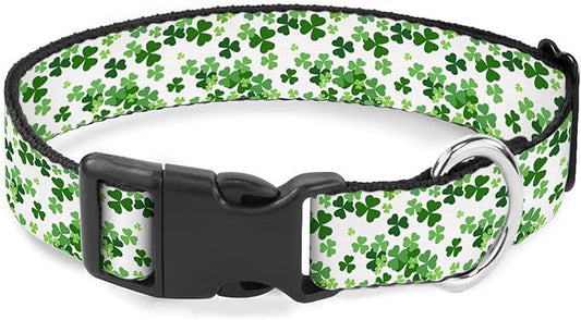 Green Shamrock St Patrick's Day Pet Collars Dog Collars Soft Elastic Neck Strap for Female Male Puppy Cats