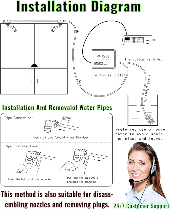 Reptile Humidifiers Smart Misting System, Reptile Mister Automatic with Timer, Terrariums Humidifier with 360°Adjustable Misting Nozzles, Spray Kit for Rainforest Plants Amphibian