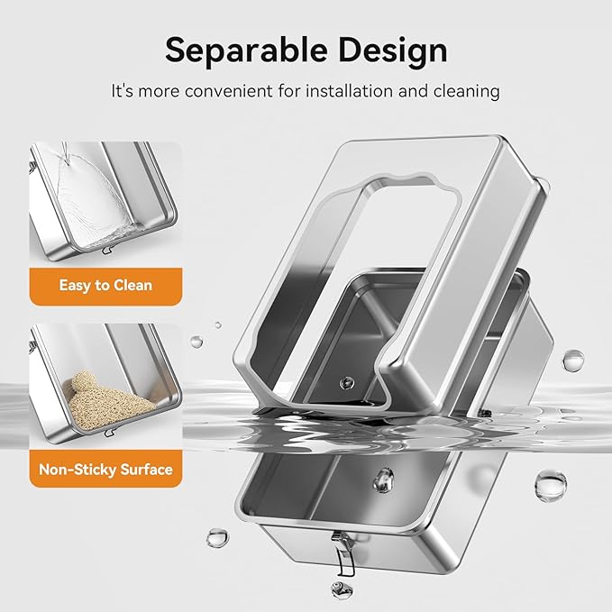 All-Metal 28" Extra Large Stainless Steel Cat Litter Boxes with Lid Metal Cat Litterbox Pan for Big Cats and Multiple Cats, Anti-Leakage, Easy Cleaning, Include Scoop