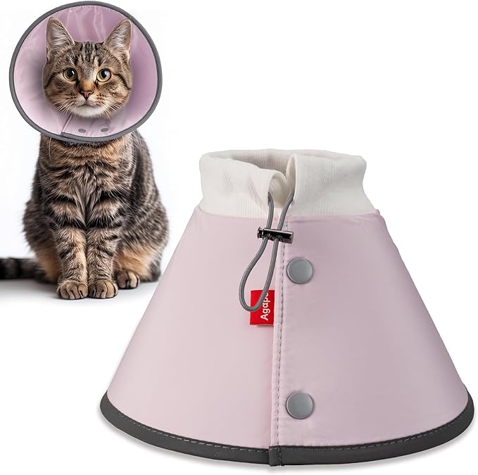 Agape Soft Cone for Cats & Small Dogs, Comfy Pet Cone to Stop Licking, Adjustable Cat E Collar Alternative After Surgery, Protective Elizabethan Collar for Pup & Kitty, Water Repellent Recovery Cone