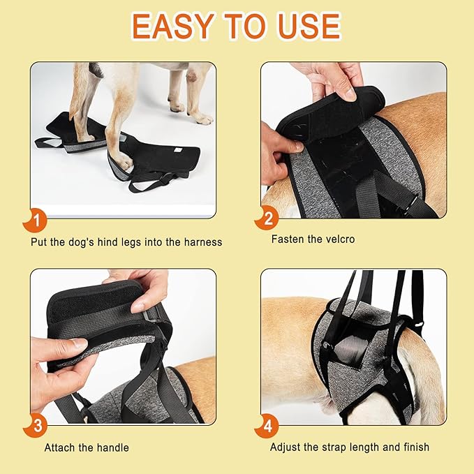 Dog Sling for Large Dogs Hind Leg Support Dog Lift Harness Adjustable Durable Help em up Harness for Weak Back Legs, Elderly, Injured, Senior, Arthritic, ACL Recovery Pet