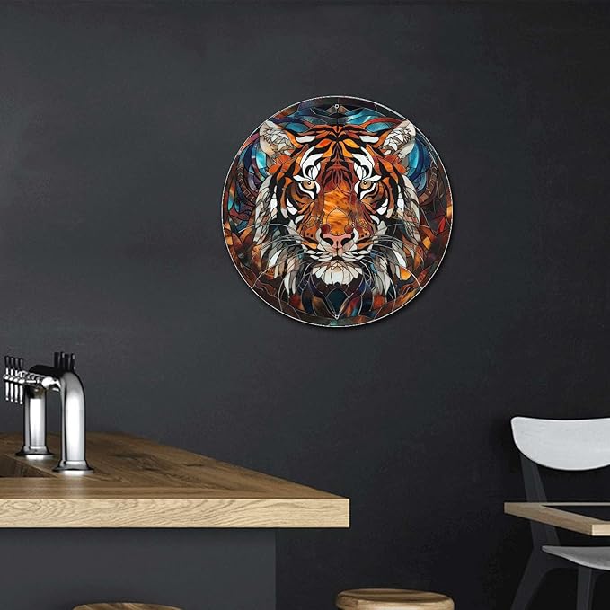 Lygond Metal Sign - Circular Stained Glass Tigle Sign For Bar - 88 Inches