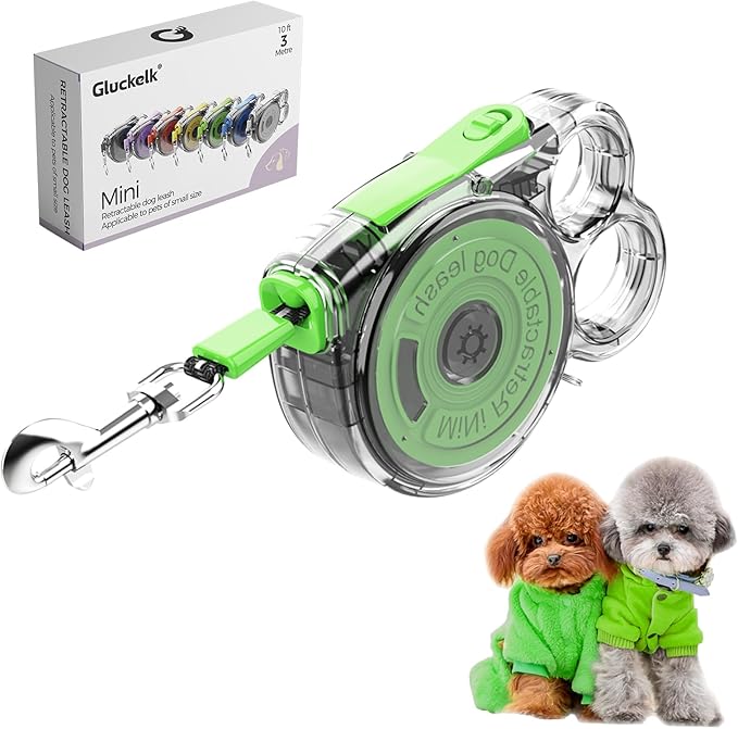 10ft Retractable Dog Leash for Small Dogs, Puppies, and Cats, 360° Tangle-Free, One-Handed Brake, Applicable to Pets of Small Size