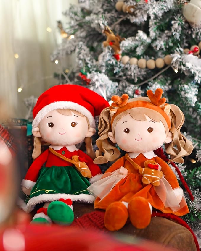 Soft Baby Doll Toys for Girls (16''), My First Christmas Dolls, Baby Rag Doll Plush Toys for Toddler Kids Infants -Christmas Special - Natalie The Elf