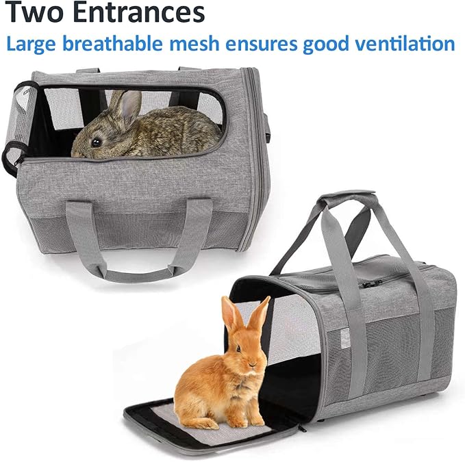 kathson Small Animal Carrier Bag, Guinea Pig Rabbit Travel Carrier Breathable Mesh Window Pet Portable Hand Bag for Hamster Bird Bunny Bearded Dragon Kitty and Etc (Grey with Black)