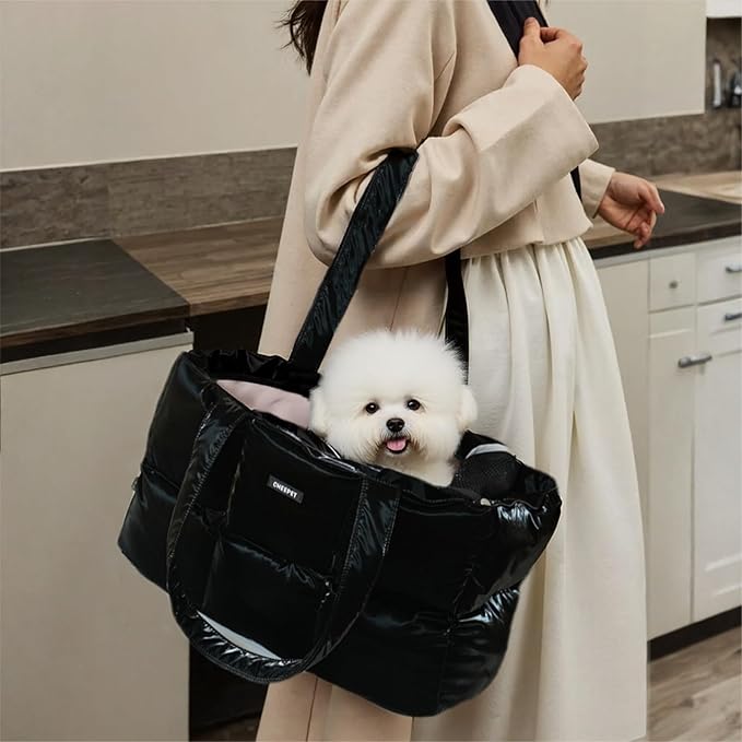 Small Dog Carrier Purse & Cat Tote Bag, Soft-Sided Handbag with Safety Strap, Breathable Mesh, Comfort Carry & Plush Cotton Interior, Lightweight Pet Travel Carrier for Daily Adventures (Yellow)