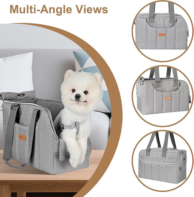 Dog Purse Carrier for Small Dogs Cats Rabbits Up to 15lbs, Lightweight Pet Sling Carriers with Crossbody Strap, Portable Puppy Soft Sided Tote Bag Carrier for Vet,Hiking,Travel Gray
