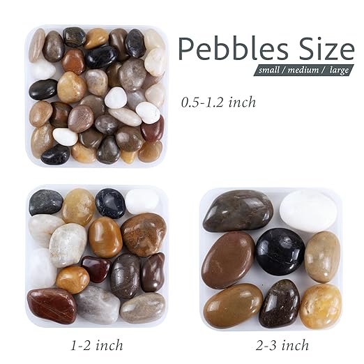 Pebbles for Indoor Plants, 2lbs Colorful Pebbles 0.5-1.2 Inch Decorative River Rocks for Planters, High Polished Stones for Vase Filler Fish Tank Landscaping Garden