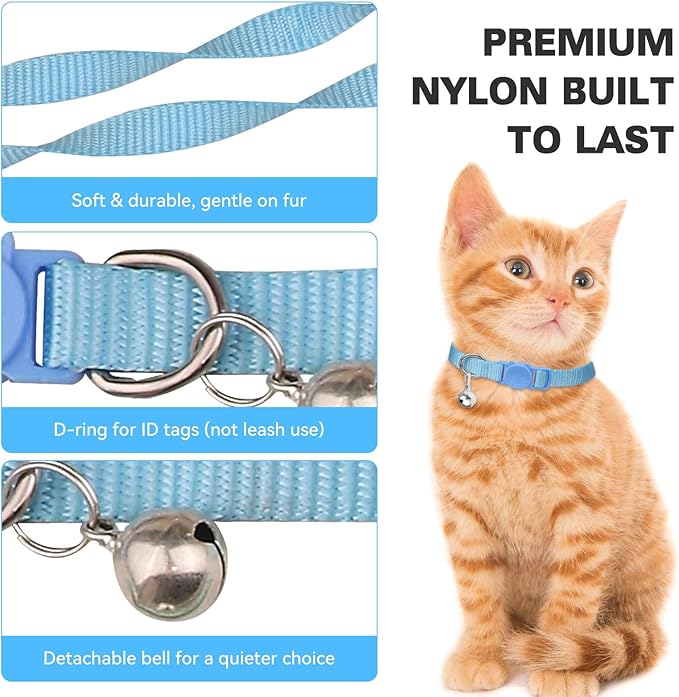 16 PCS Breakaway Cat Collars,Kitten Collar with Bell Cat Collars for Boy Girl Cats Breakaway Collar for Cats 6-9 Inch