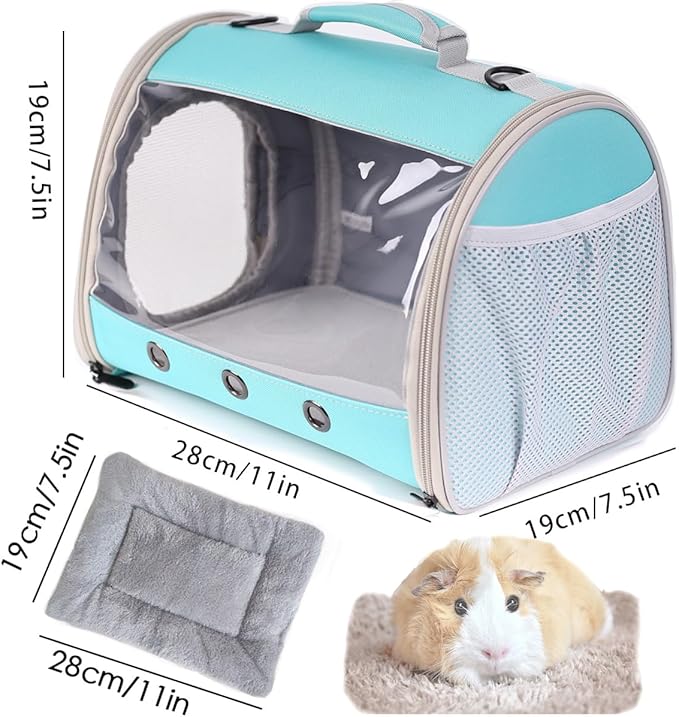 Small Animal Travel Backpack Carrier,Portable Bearded Dragon Bag for Sugar Glider,Hedgehog,Rat,Bunny,Rat,Outdoor Used (Green, Carrier L+ I Leash)