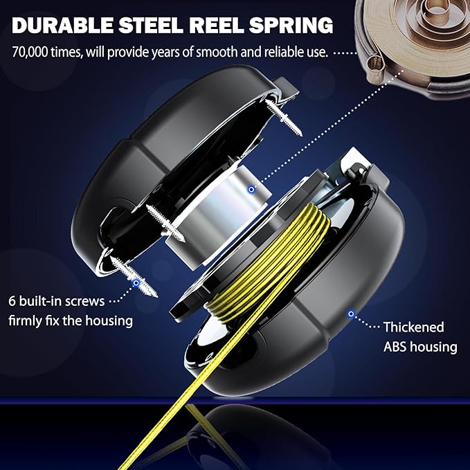 30ft Wall Mount Retractable Dog Tie Out Cable for Small to Large Dogs Between 20-75 lbs, Patented Retractable Dog Lead Great for Yard/Garden - Durable for 70,000 Cycles (Black, 30ft)