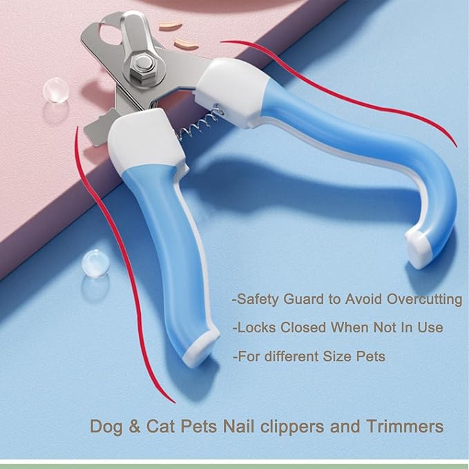 Pets Nail Clippers and Trimmers-with Safety Guard to Avoid Overcutting, Free Nail File, Razor Sharp Blade-Professional Grooming Tool for Pets,Suit for All Dogs and Cats (Large Size)