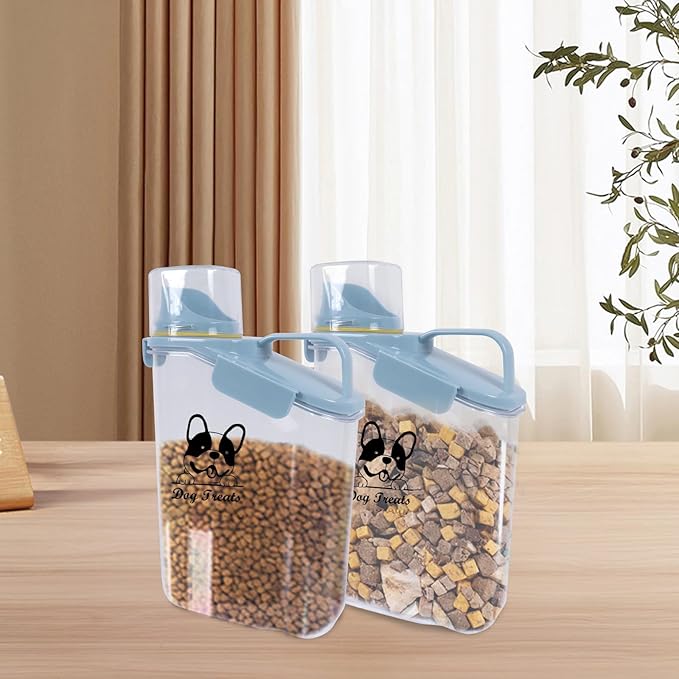 Dog Food Storage Container Airtight Portable Dog Food Container with Handled Lid and Pour Spout,Food Storage for Dog Dry Food Small Pet Food Container with Measuring Cup for Home, Travel,2.8L Blue