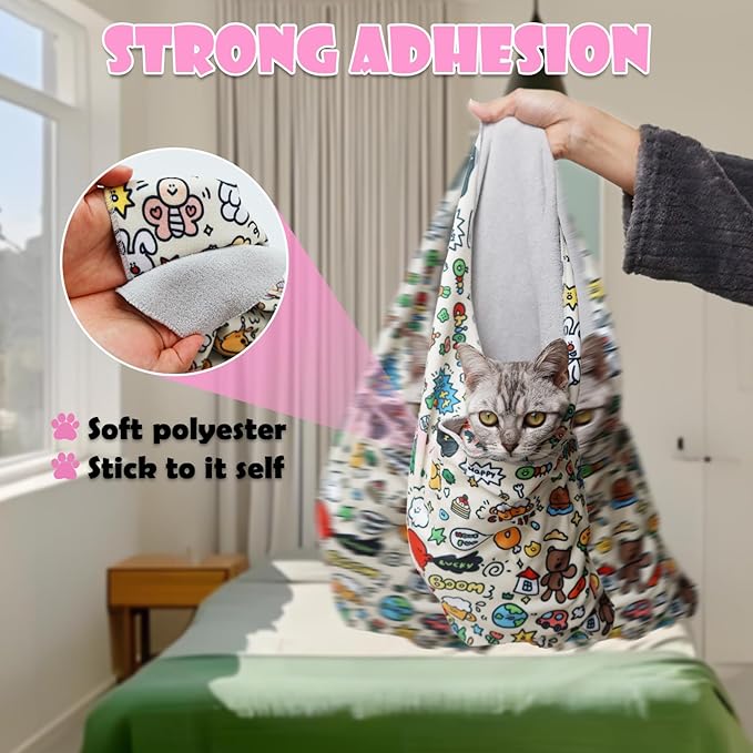 Cat Wrap for Cutting Nails Large Size 35.5in Self-Adhesive Cat Grooming Wrap Cat Nail Clipper Hammock Soft Cat Restraint Bag for Nail Clipping Cat Grooming Supplies(Under 22lbs)