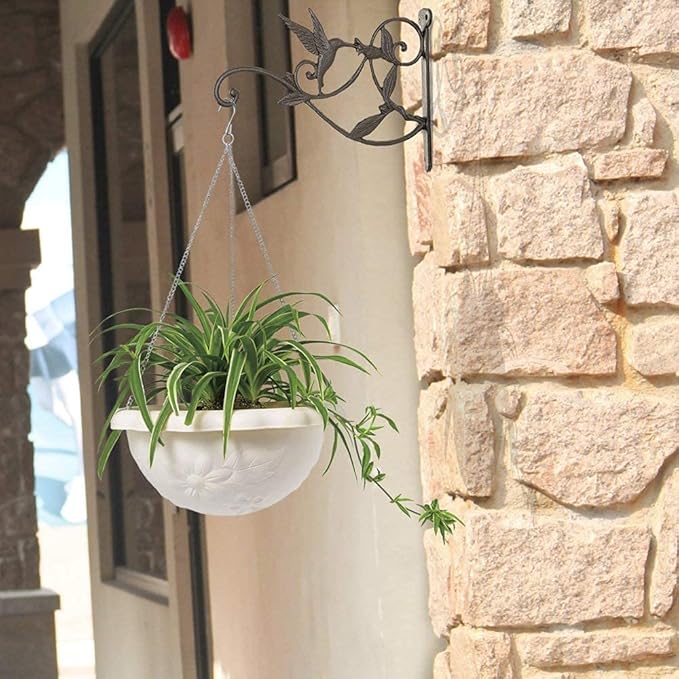 Mkono Hanging Plant Bracket Hook Iron Decorative Plant Hanger for Flower Basket Bird Feeder Wind Chime Lanterns, 2 Pack