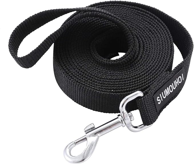 Strong Durable Nylon Dog Training Leash, 1 Inch Wide Traction Rope, 6 ft Long, for Small and Medium Dog (Black, 6 Feet)