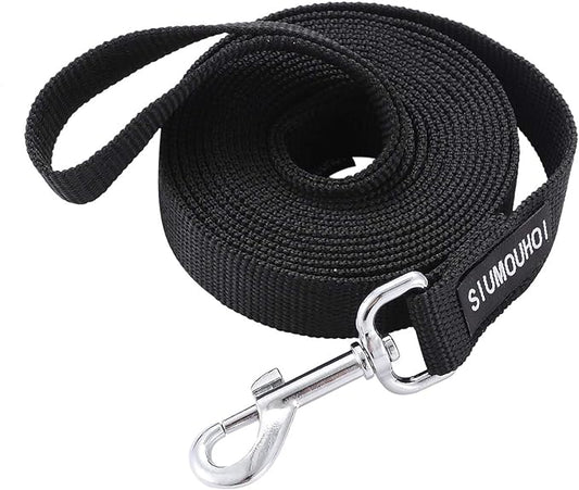 Strong Durable Nylon Dog Training Leash, 1 Inch Wide Traction Rope, 6 ft Long, for Small and Medium Dog (Black, 6 Feet)