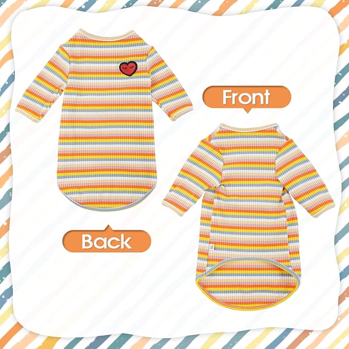 DENTRUN Hairless Cats Shirt Breathable Cat Daily Wear Clothes Stripe Vest Adorable Pajamas Jumpsuit Soft & Skin-Friendly