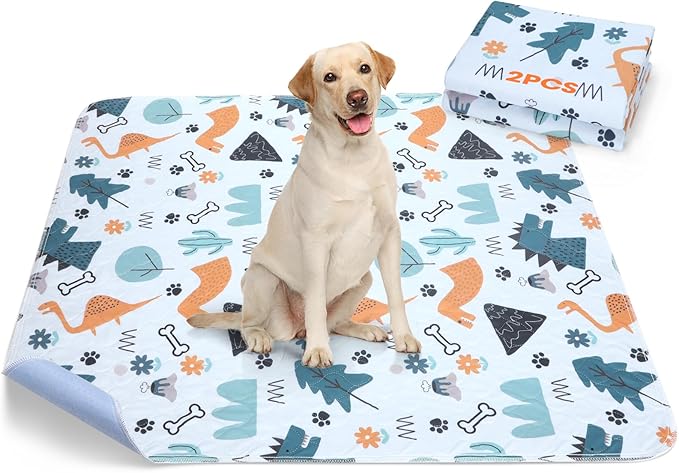 Washable Pee Pads for Dogs, 2 Pack Large 48"x48" Super Absorbent Reusable Pads for Dog Training Pads, 100% Waterproof Non-Slip Pee Pads Whelping Pads Dog Playpen Pads Crate Mat Bed Pads Dog Products