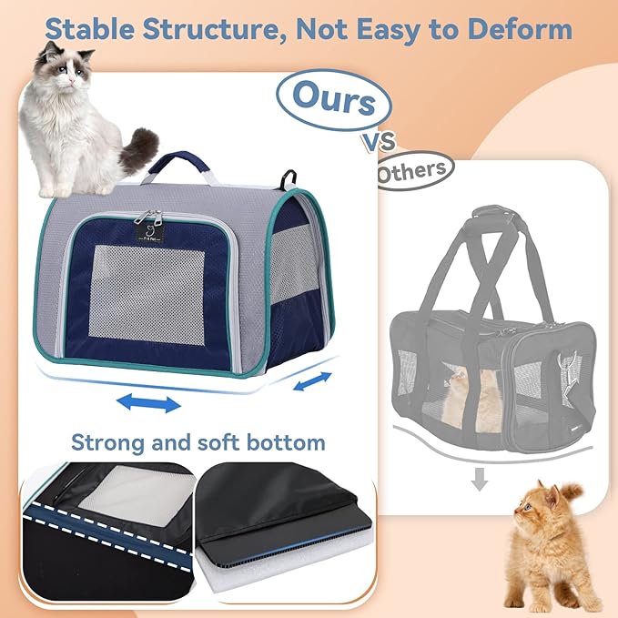 A4Pet Cat Carriers Dog Carrier Pet Carrier, TSA Airline Approved Small Dog Carrier for Cats Dogs Puppies (Up to 15lbs), Washable Soft-Sided Collapsible Travel Puppy Carrier